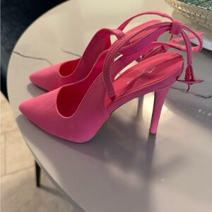 Elegant Pink Stiletto Heels with Ankle Straps